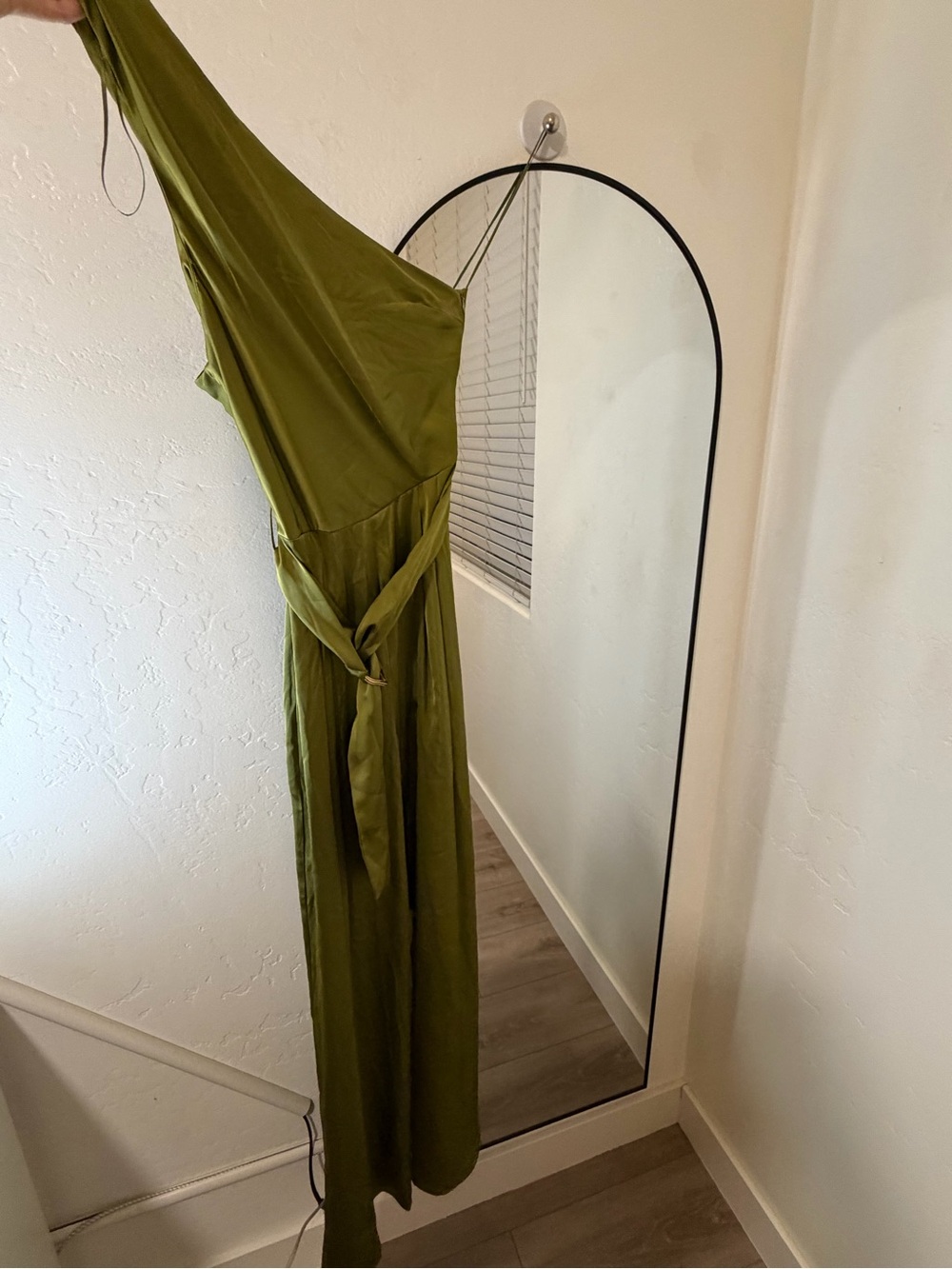 Zara Olive Green One-Shoulder Jumpsuit